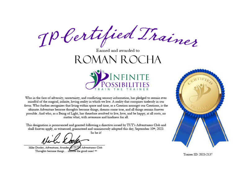 Roman Rocha Infinite Possibility Trainer Certificate