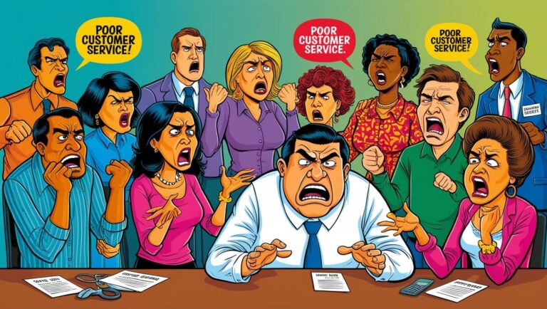 Standing Crowd Yelling Poor Customer Service